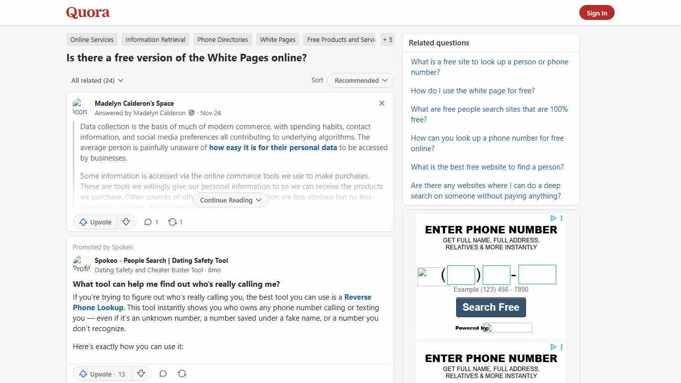 Is there a free version of the White Pages online? - Quora
